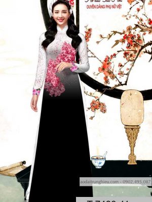 Vải áo dài hoa hồng kiểu mới AD T7480 26 1590028697 267 vai ao dai vai ao dai dep ad