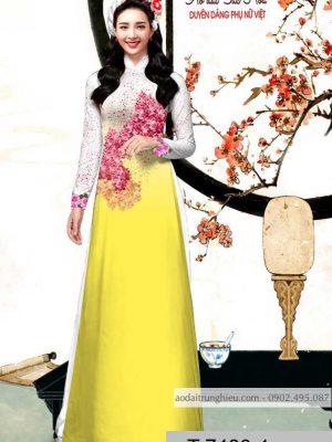 Vải áo dài hoa hồng kiểu mới AD T7480 25 1590028697 795 vai ao dai vai ao dai dep ad