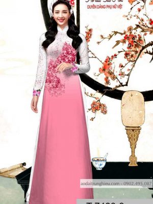 Vải áo dài hoa hồng kiểu mới AD T7480 28 1590028698 802 vai ao dai vai ao dai dep ad
