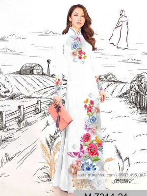 Vải áo dài hoa 3D trên dưới kiểu mới AD M7314 38 1590383202 18 vai ao dai vai ao dai dep ad