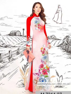Vải áo dài hoa 3D trên dưới kiểu mới AD M7314 40 1590383202 276 vai ao dai vai ao dai dep ad