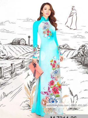 Vải áo dài hoa 3D trên dưới kiểu mới AD M7314 44 1590383203 56 vai ao dai vai ao dai dep ad