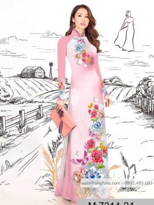 Vải áo dài hoa 3D trên dưới kiểu mới AD M7314 53 1590383205 10 vai ao dai vai ao dai dep ad