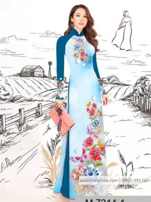 Vải áo dài hoa 3D trên dưới kiểu mới AD M7314 51 1590383205 287 vai ao dai vai ao dai dep ad