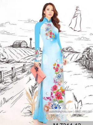 Vải áo dài hoa 3D trên dưới kiểu mới AD M7314 57 1590383206 506 vai ao dai vai ao dai dep ad