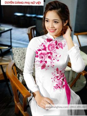 Vải áo dài hoa hồng mới ra AD T7687 9 1590384039 181 vai ao dai vai ao dai dep ad