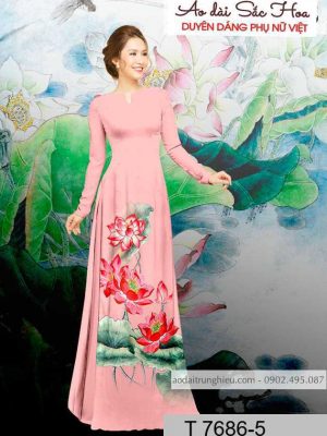 Vải áo dài hoa sen mới ra AD T7686 11 1590384162 84 vai ao dai vai ao dai dep ad