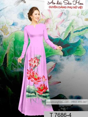 Vải áo dài hoa sen mới ra AD T7686 12 1590384163 96 vai ao dai vai ao dai dep ad