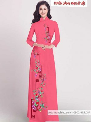 Vải áo dài hoa hồng kiểu mới AD T256 40 1590384286 166 vai ao dai vai ao dai dep ad