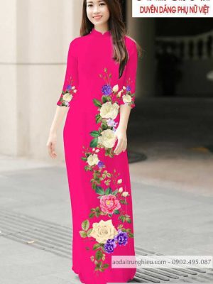Vải áo dài hoa hồng thiết kế 2020 AD T7183 27 1590462481 105 vai ao dai vai ao dai dep ad