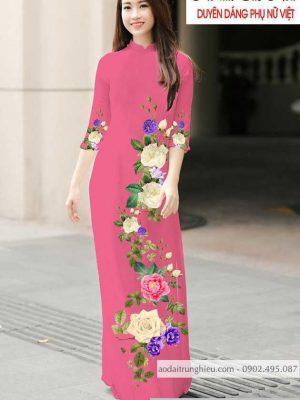 Vải áo dài hoa hồng thiết kế 2020 AD T7183 40 1590462483 777 vai ao dai vai ao dai dep ad