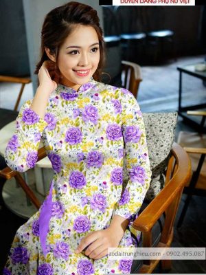 Vải áo dài hoa hồng đều mới ra AD T7158 11 1590552224 190 vai ao dai vai ao dai dep ad