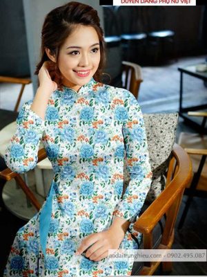 Vải áo dài hoa hồng đều mới ra AD T7158 14 1590552225 242 vai ao dai vai ao dai dep ad