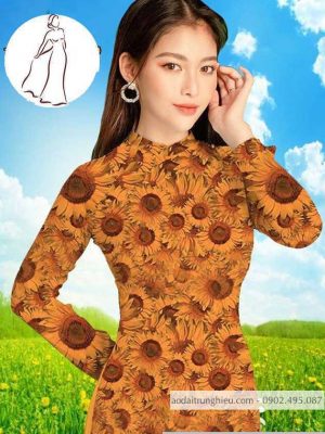 Vải áo dài hoa hướng dương đều kiểu mới AD T7521 15 1590725152 277 vai ao dai vai ao dai dep ad