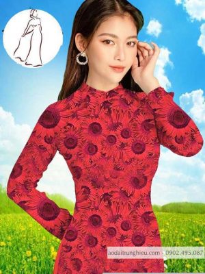 Vải áo dài hoa hướng dương đều kiểu mới AD T7521 14 1590725152 439 vai ao dai vai ao dai dep ad