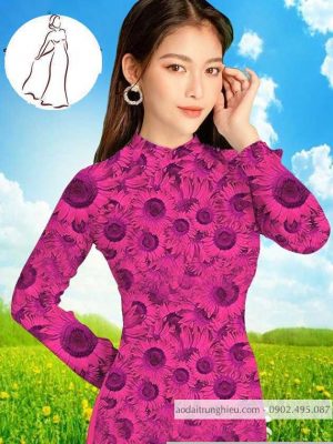 Vải áo dài hoa hướng dương đều kiểu mới AD T7521 16 1590725152 621 vai ao dai vai ao dai dep ad