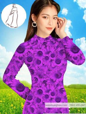 Vải áo dài hoa hướng dương đều kiểu mới AD T7521 18 1590725152 62 vai ao dai vai ao dai dep ad