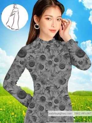Vải áo dài hoa hướng dương đều kiểu mới AD T7521 17 1590725152 768 vai ao dai vai ao dai dep ad