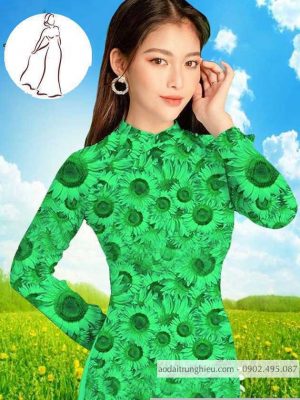 Vải áo dài hoa hướng dương đều kiểu mới AD T7521 19 1590725153 908 vai ao dai vai ao dai dep ad