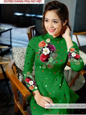 Vải áo dài hoa và chấm bi mới ra AD T7173 31 1590805333 157 vai ao dai vai ao dai dep ad