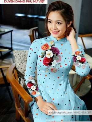 Vải áo dài hoa và chấm bi mới ra AD T7173 29 1590805333 802 vai ao dai vai ao dai dep ad