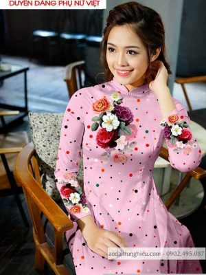 Vải áo dài hoa và chấm bi mới ra AD T7173 35 1590805334 264 vai ao dai vai ao dai dep ad