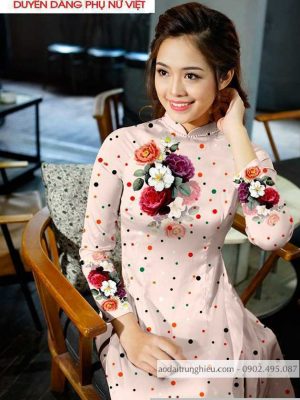 Vải áo dài hoa và chấm bi mới ra AD T7173 32 1590805334 672 vai ao dai vai ao dai dep ad