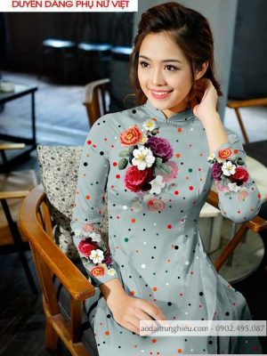 Vải áo dài hoa và chấm bi mới ra AD T7173 41 1590805335 293 vai ao dai vai ao dai dep ad