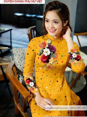 Vải áo dài hoa và chấm bi mới ra AD T7173 48 1590805336 137 vai ao dai vai ao dai dep ad