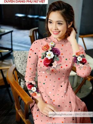 Vải áo dài hoa và chấm bi mới ra AD T7173 43 1590805336 733 vai ao dai vai ao dai dep ad