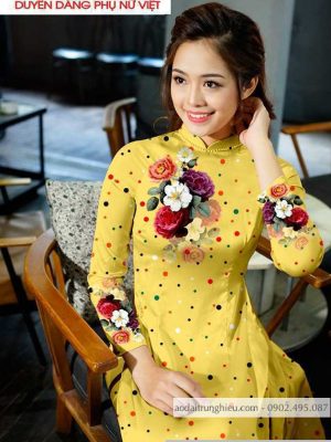 Vải áo dài hoa và chấm bi mới ra AD T7173 47 1590805336 756 vai ao dai vai ao dai dep ad