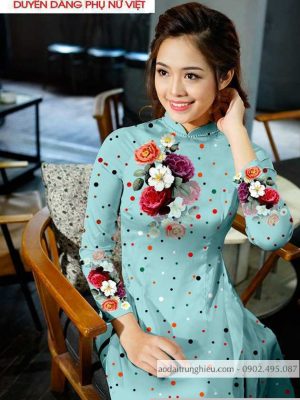 Vải áo dài hoa và chấm bi mới ra AD T7173 45 1590805336 823 vai ao dai vai ao dai dep ad