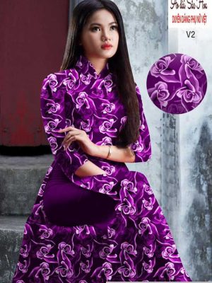 Vải áo dài hoa hồng đều mới ra AD H10504 22 1591068582 567 vai ao dai vai ao dai dep ad