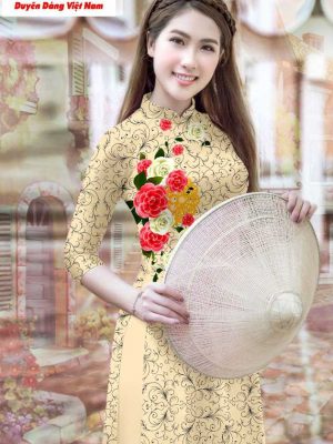 Vải áo dài hoa văn và hoa kiểu mới AD T7188 19 1591152202 145 vai ao dai vai ao dai dep ad