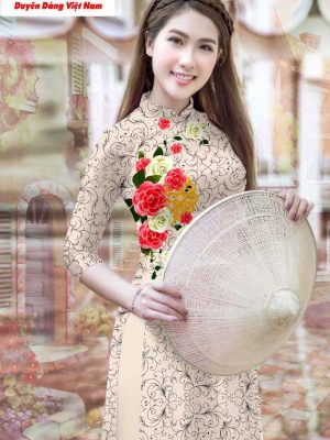 Vải áo dài hoa văn và hoa kiểu mới AD T7188 24 1591152202 974 vai ao dai vai ao dai dep ad