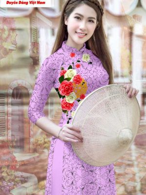 Vải áo dài hoa văn và hoa kiểu mới AD T7188 26 1591152203 497 vai ao dai vai ao dai dep ad
