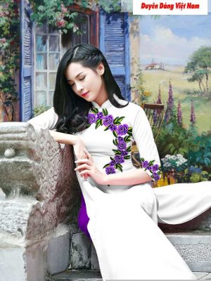 Vải áo dài hoa hồng kiểu mới AD T7197 17 1591241899 201 vai ao dai vai ao dai dep ad