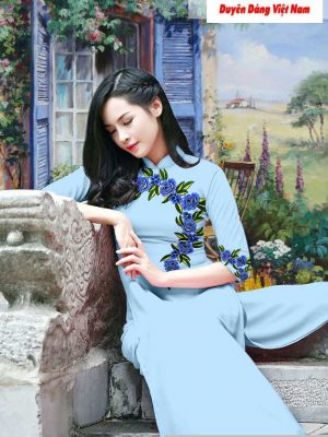 Vải áo dài hoa hồng kiểu mới AD T7197 18 1591241899 879 vai ao dai vai ao dai dep ad