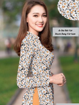 Vải áo dài hoa cúc đều mới ra AD T7215 26 1591762957 160 vai ao dai vai ao dai dep ad