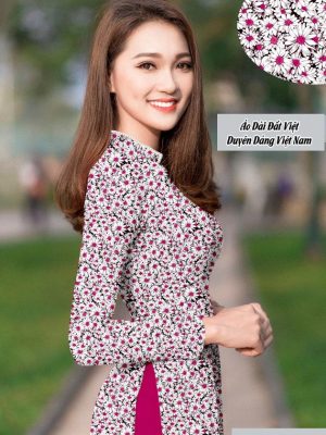 Vải áo dài hoa cúc đều mới ra AD T7215 25 1591762957 347 vai ao dai vai ao dai dep ad