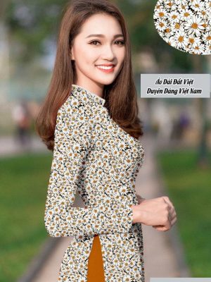 Vải áo dài hoa cúc đều mới ra AD T7215 23 1591762957 523 vai ao dai vai ao dai dep ad