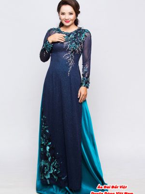 Áo Dài Ngồi Sui Kết Hoa Cao Cấp kiểu mới AD 6 ao dai cao cap ngoi sui