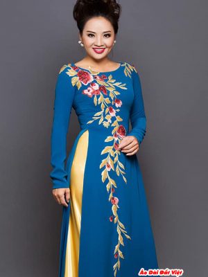 Áo Dài Ngồi Sui Thêu Hoa Cao Cấp kiểu mới 5 ao dai ngoi sui theu hoa hong cao cap