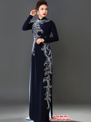 Áo Dài Trung Niên Kết Hạt Và Vẽ Tay 5 ao dai trung nien ket hoa va ve