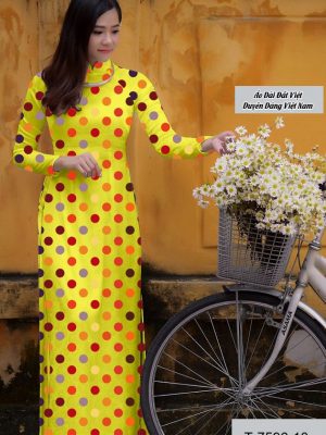 Vải áo dài chấm bi thiết kế 2020 AD T7596 26 vai ao dai cham bi cuc dep 429175