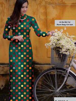 Vải áo dài chấm bi thiết kế 2020 AD T7596 32 vai ao dai cham bi cuc dep 529260