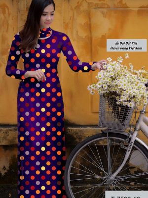 Vải áo dài chấm bi thiết kế 2020 AD T7596 29 vai ao dai cham bi cuc hot 1329276