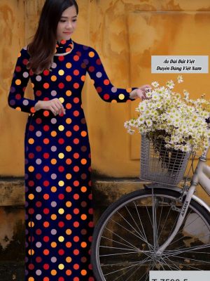 Vải áo dài chấm bi thiết kế 2020 AD T7596 37 vai ao dai cham bi cuc hot 729283