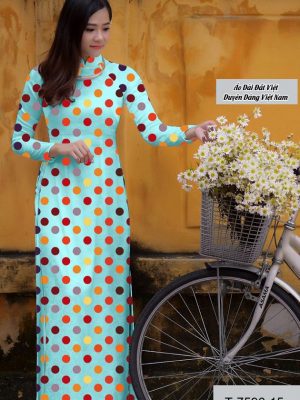 Vải áo dài chấm bi thiết kế 2020 AD T7596 34 vai ao dai cham bi dang hot 929167