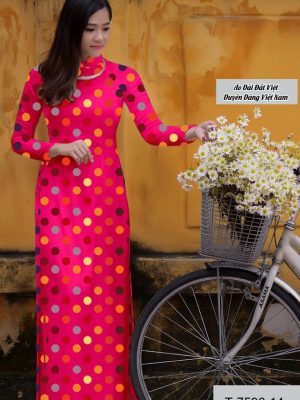 Vải áo dài chấm bi thiết kế 2020 AD T7596 33 vai ao dai cham bi doc dao 1829240